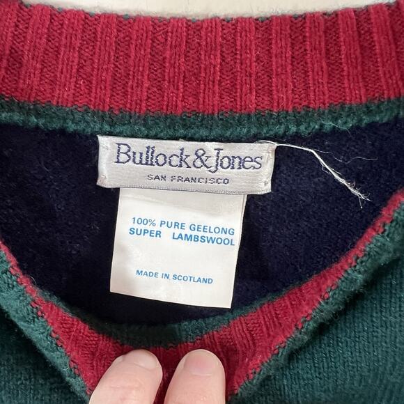 Men's Scottish Wool Argyle Sweater Size M Multicolor Academia Preppy Grandpacore - Picture 3 of 7